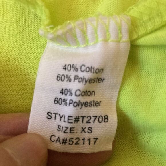 Functional T-Back Sleeveless Cut Out Tank Top Neon Yellow. Size XS. - Picture 5 of 5